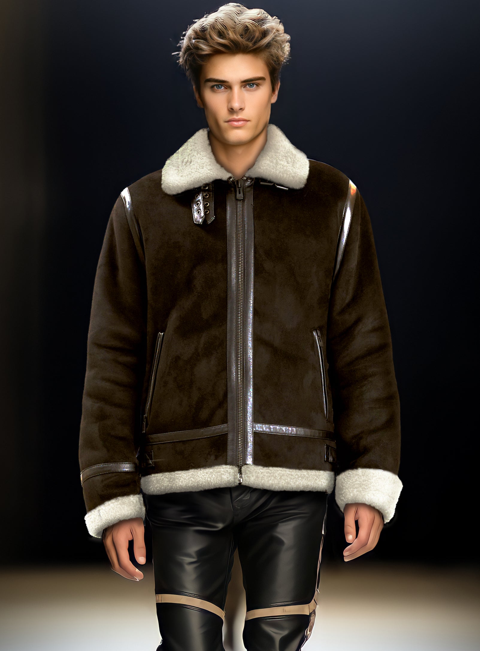 4bidden aviator 2025 faux shearling jacket