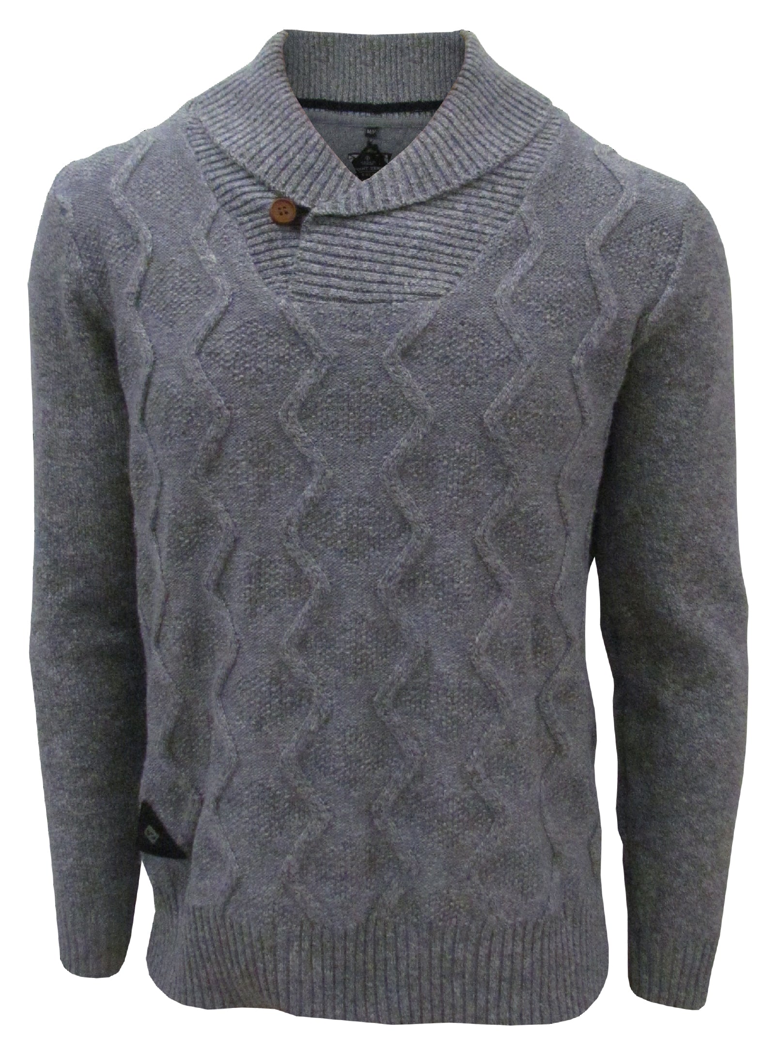 HERMAN | SEMI-FIT CABLE KNIT SHAWL NECK SWEATER – Point Zero