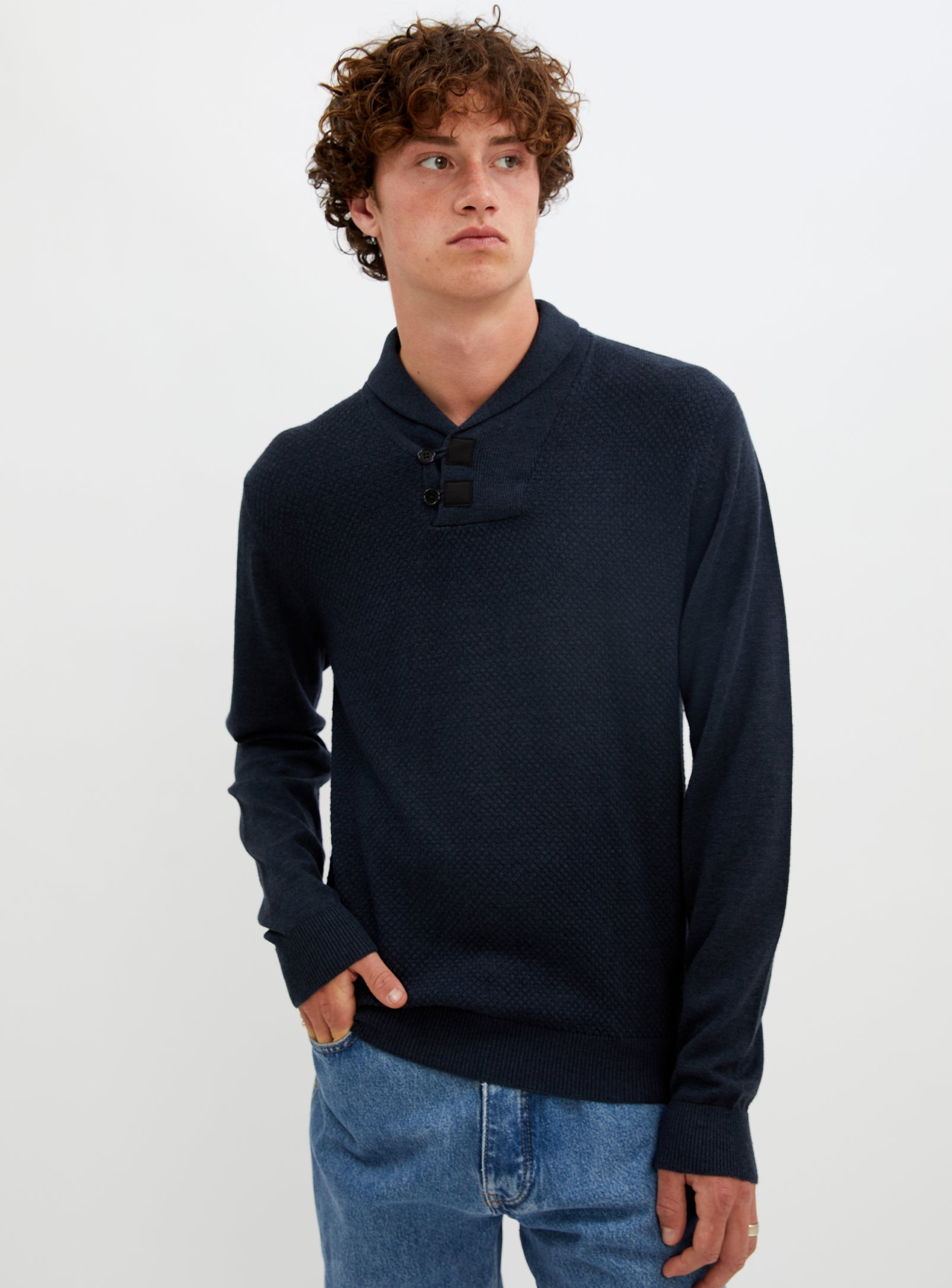 DAVI  Shawl collar sweater – Point Zero
