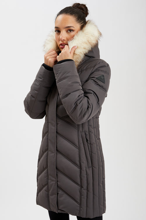 Parka with fur trim on sale hood