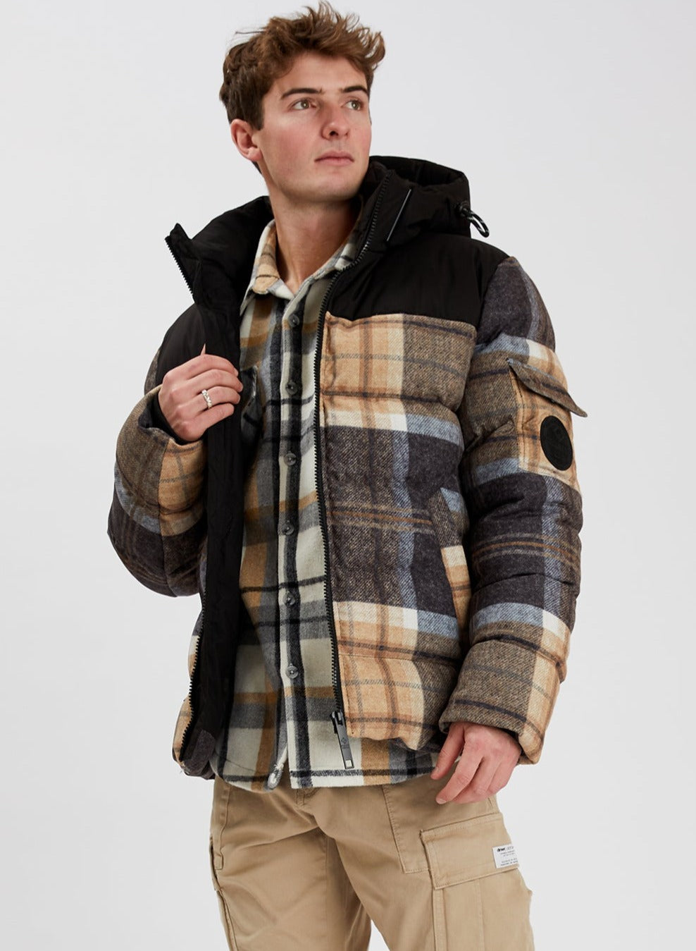 COURCHEVEL | Puffer Cashmere-Touch Printed Check