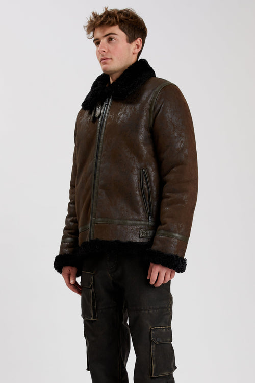 BRADLEY Aviator vegan shearling jacket Point Zero