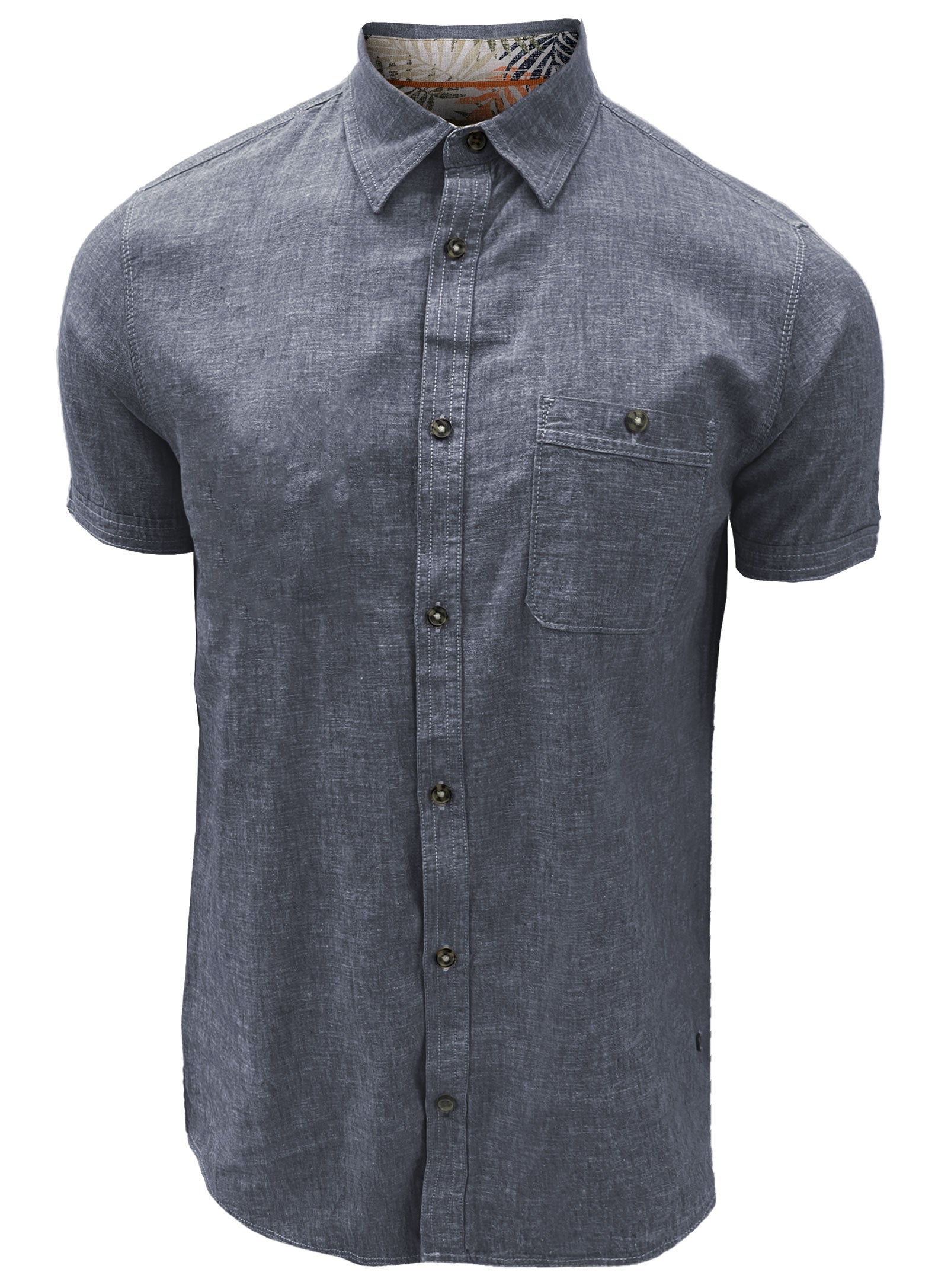 JON | Short-sleeve linen cotton slub shirt