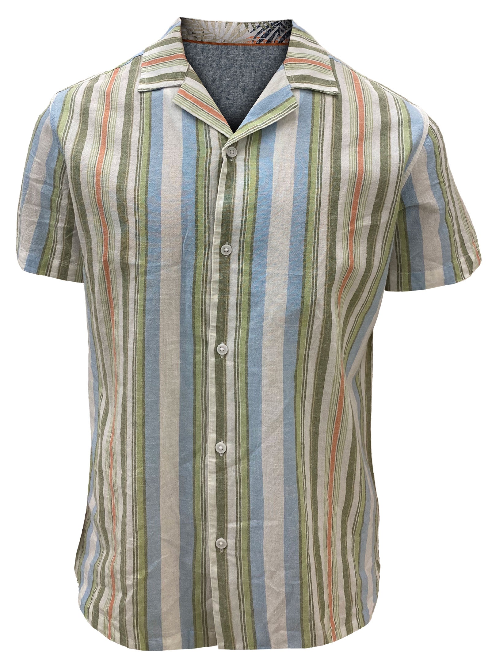 JORDAN| Linen Cotton striped short-sleeve shirt