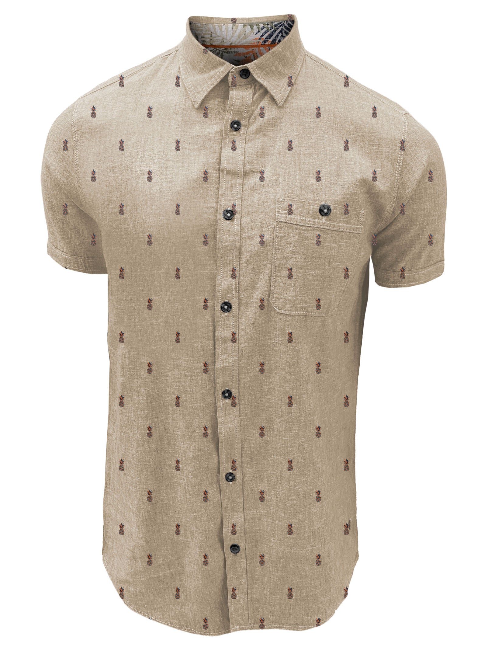 PAT|Linen Cotton pineapple short-sleeve shirt