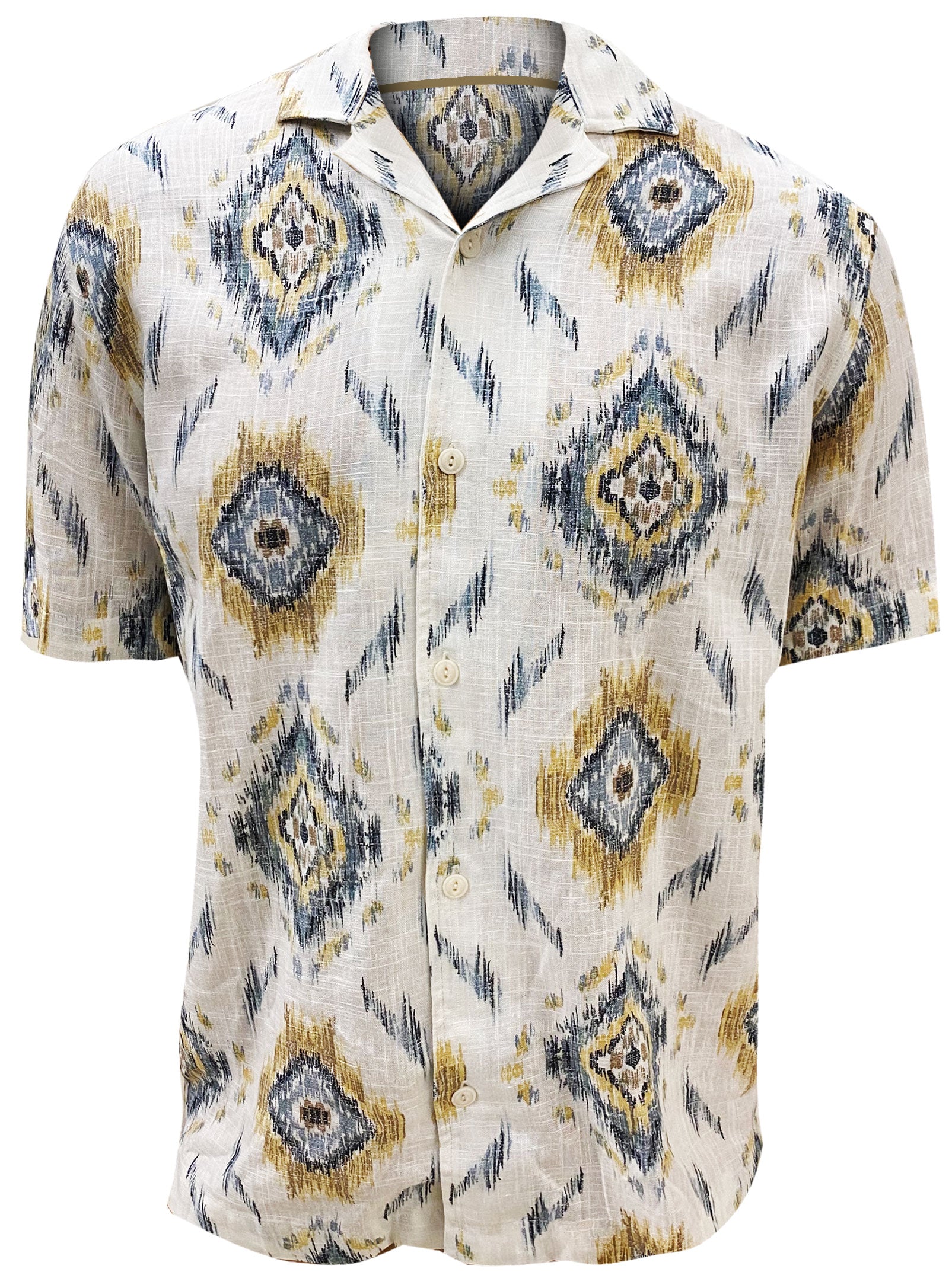 TRISTAN|Slub linen print cabana shirt