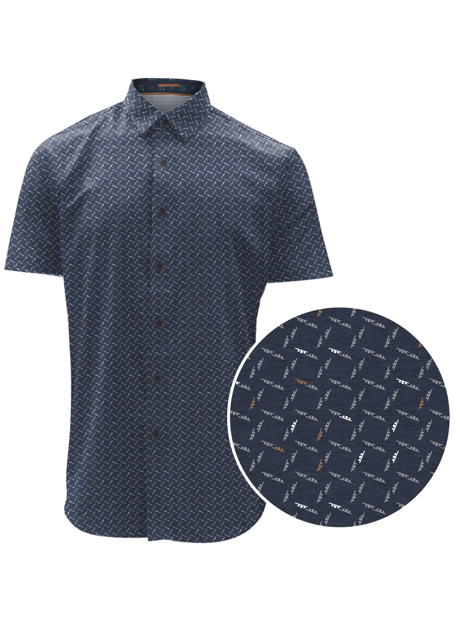 SIMON|Iron printed button up short-sleeve shirt
