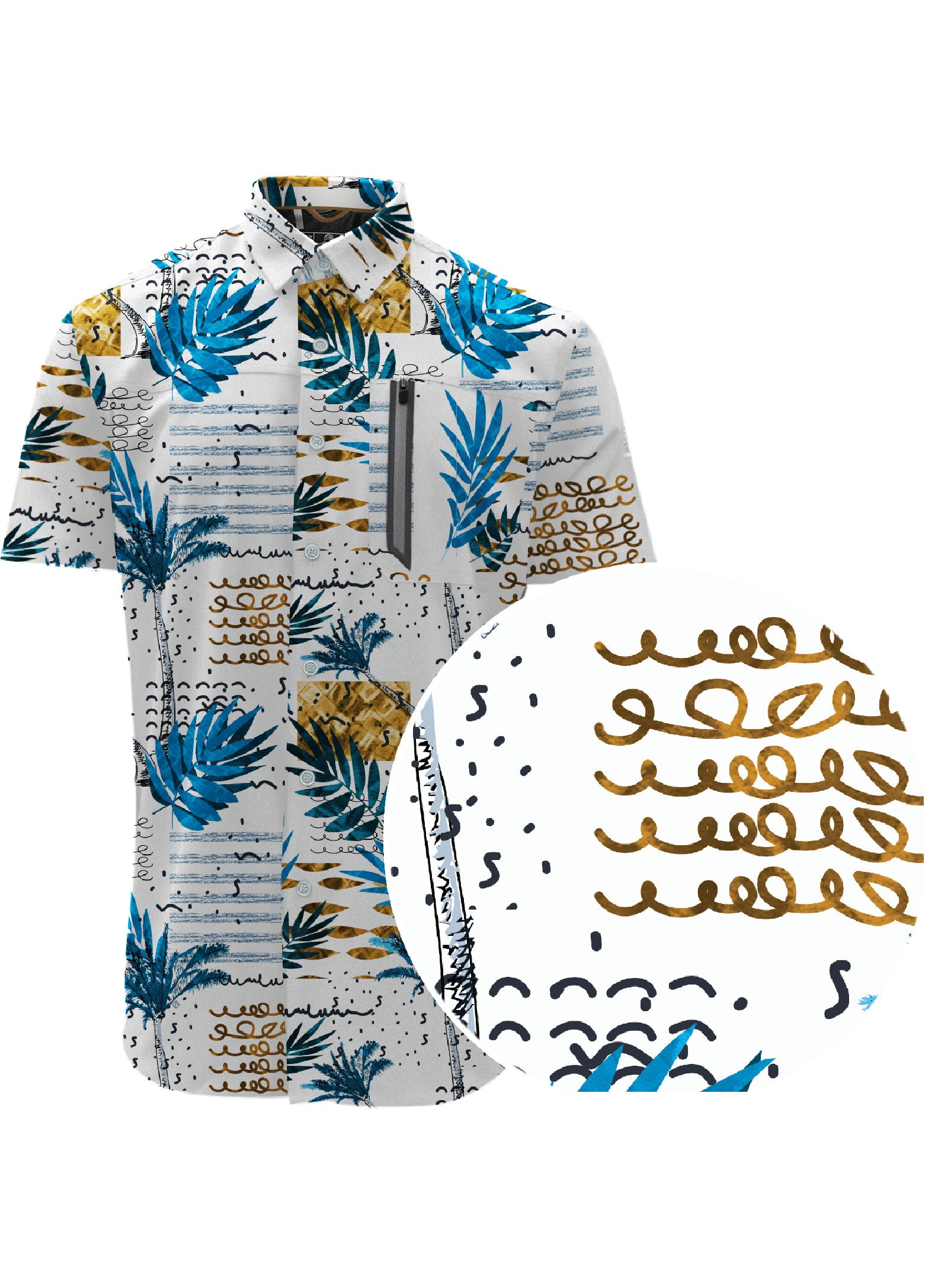 CODY|Leaf print stretch dry edition shirt