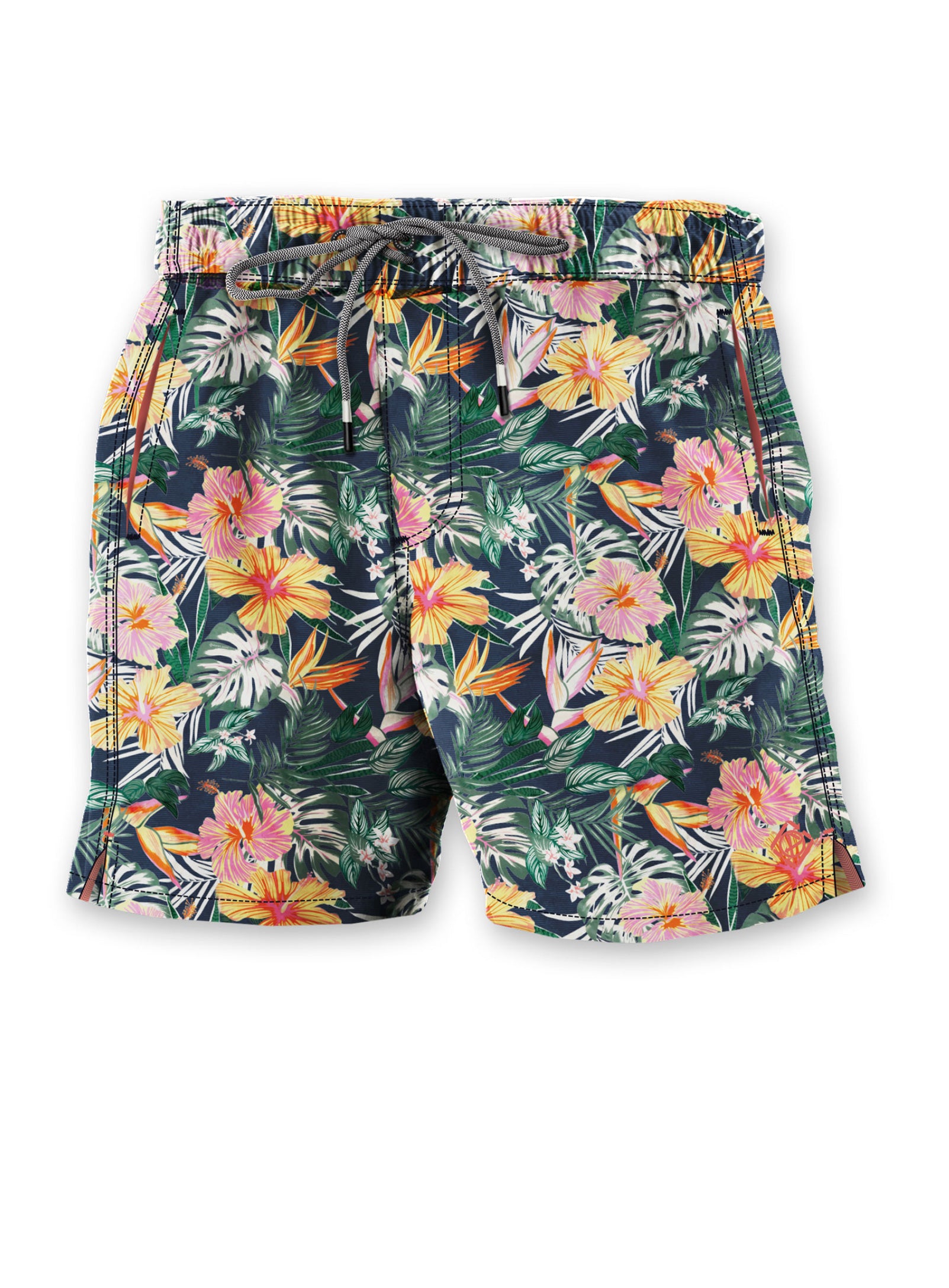 THEO| Adjustable waist Swim shorts with floral print