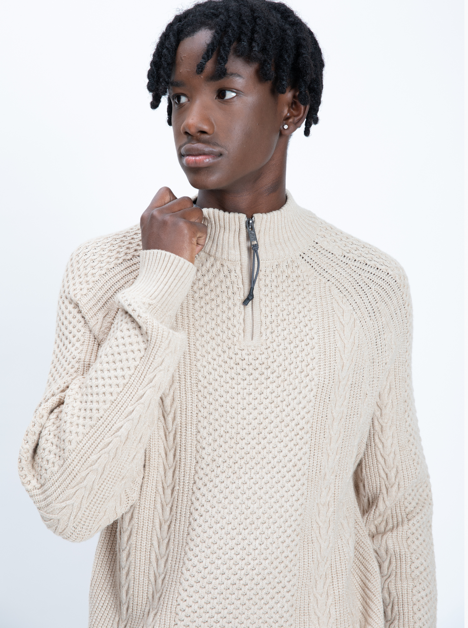 RUDI| Mock Zip Cashmere like Sweater