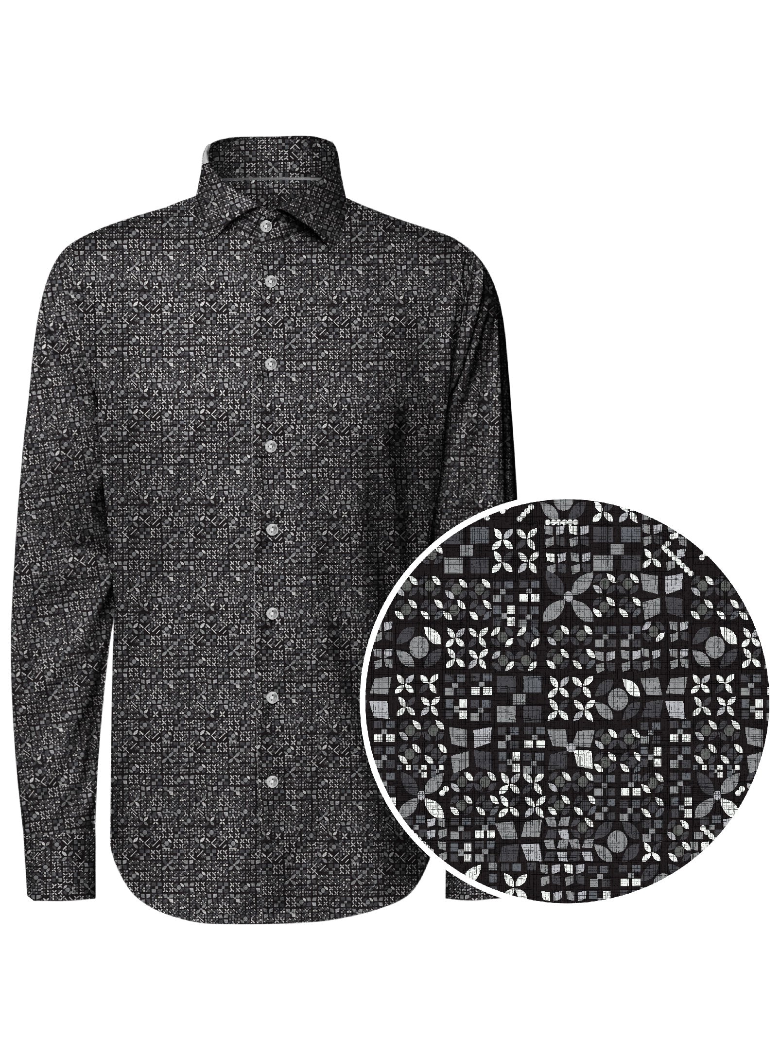 NELSON| Abstract print stretch long-sleeve Shirt