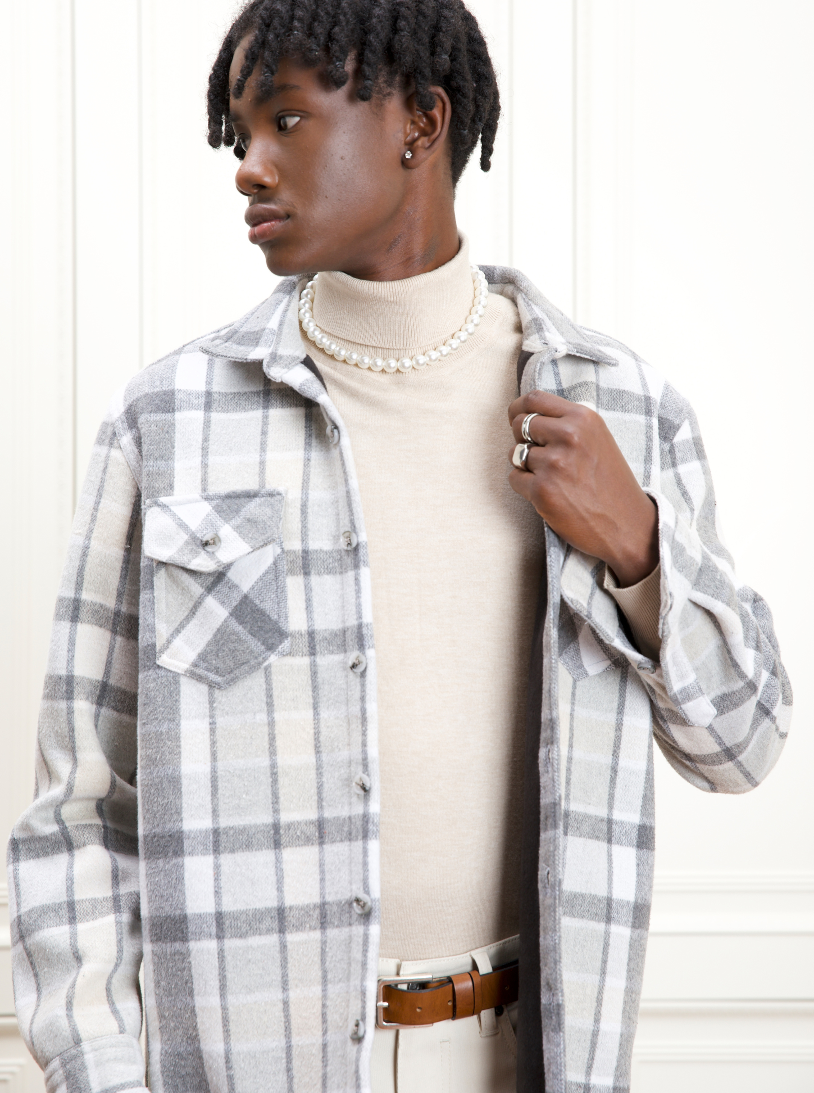 JERRY| Polar fleece checkered bonded Shirt