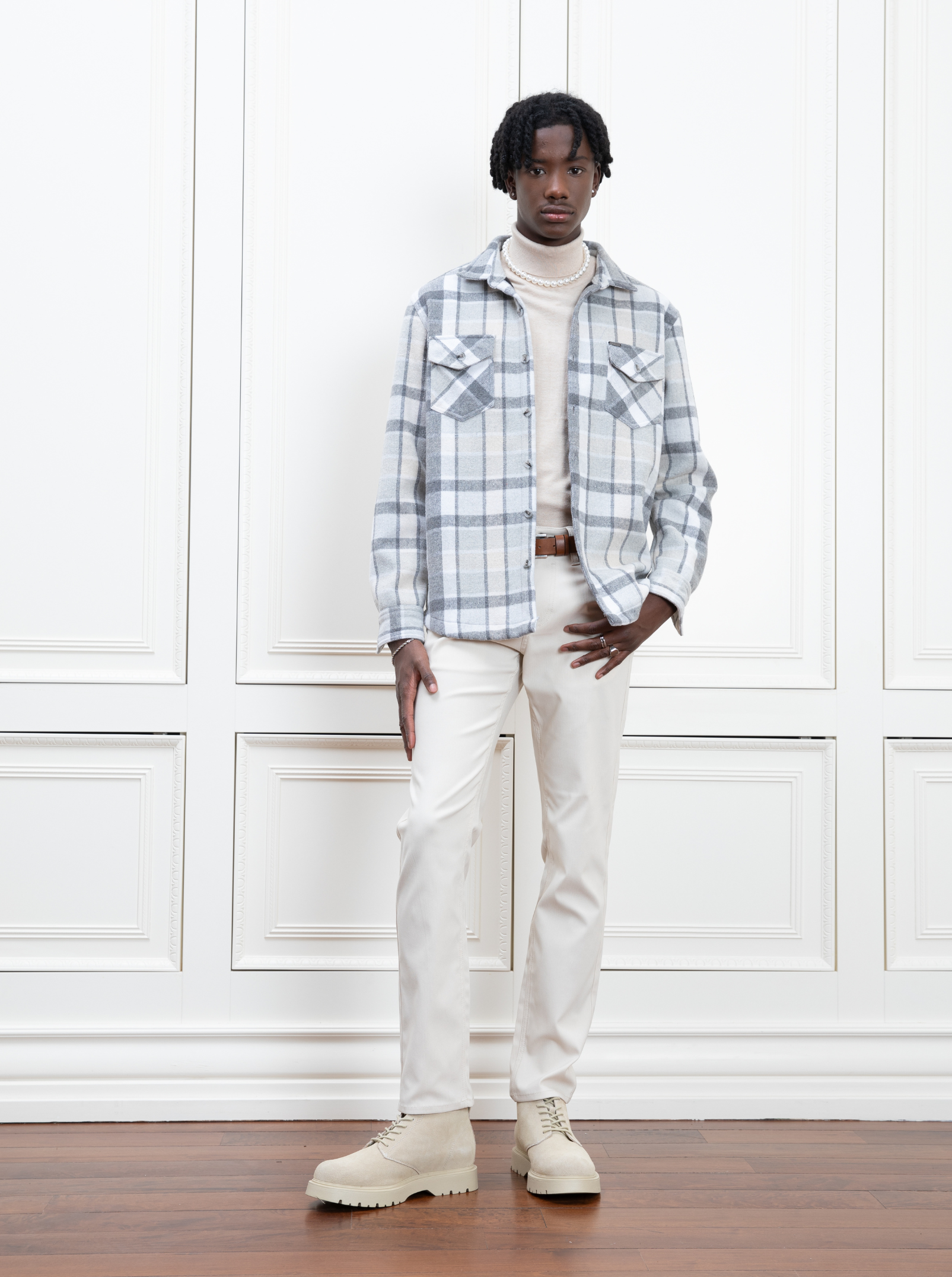 JERRY| Polar fleece checkered bonded Shirt