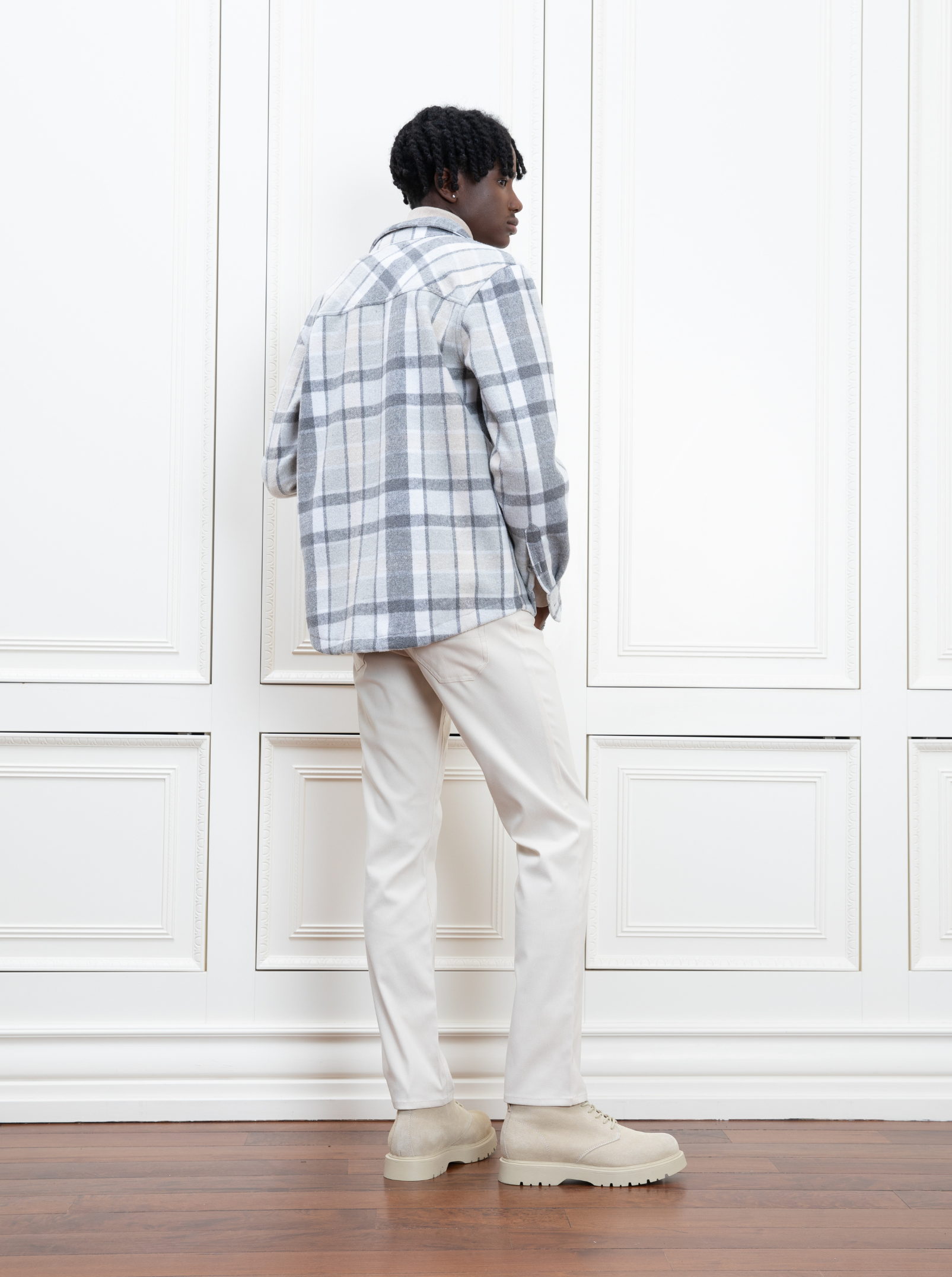 JERRY| Polar fleece checkered bonded Shirt