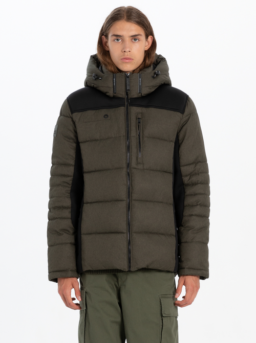 CARLYLE Textured Heather Puffer Jacket CARLYLE Doudoune texture