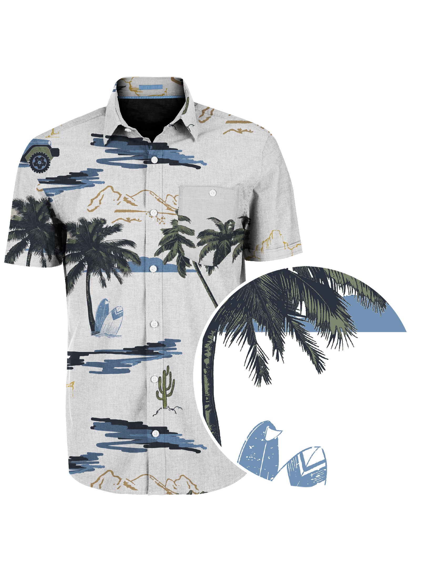 LEVINE | Tropical Short Sleeve Stretch Shirt