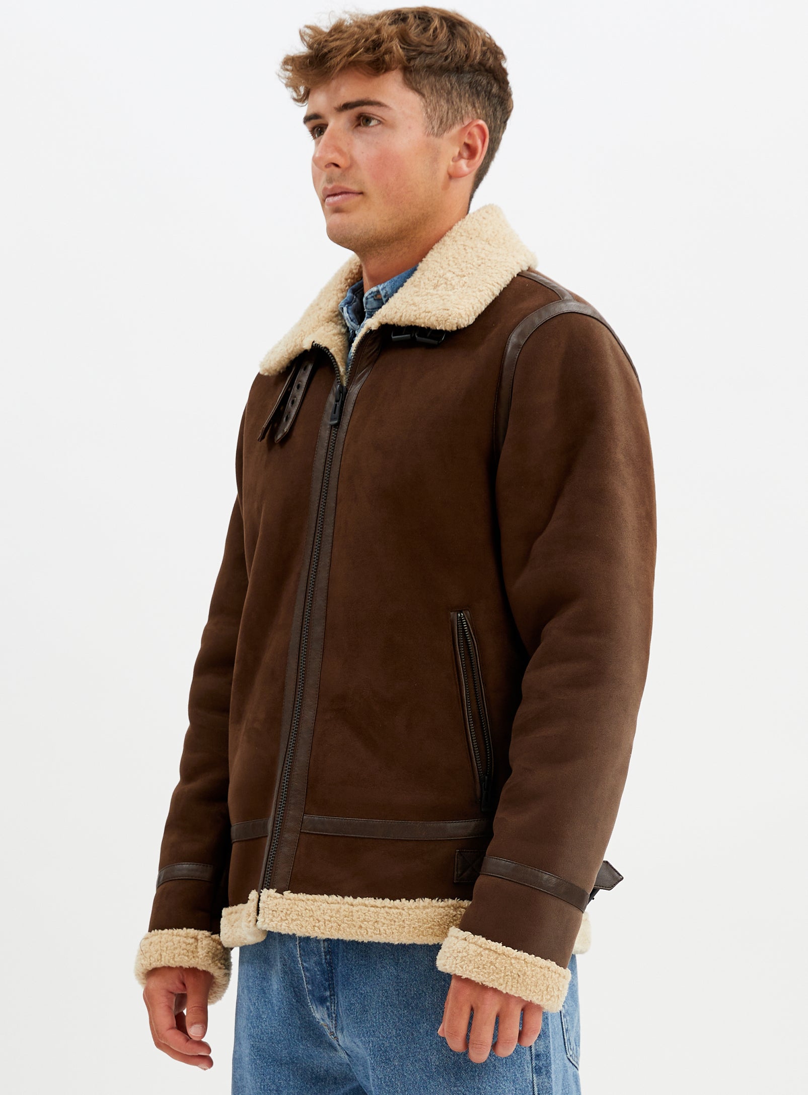 BRADLEY | Aviator vegan shearling jacket