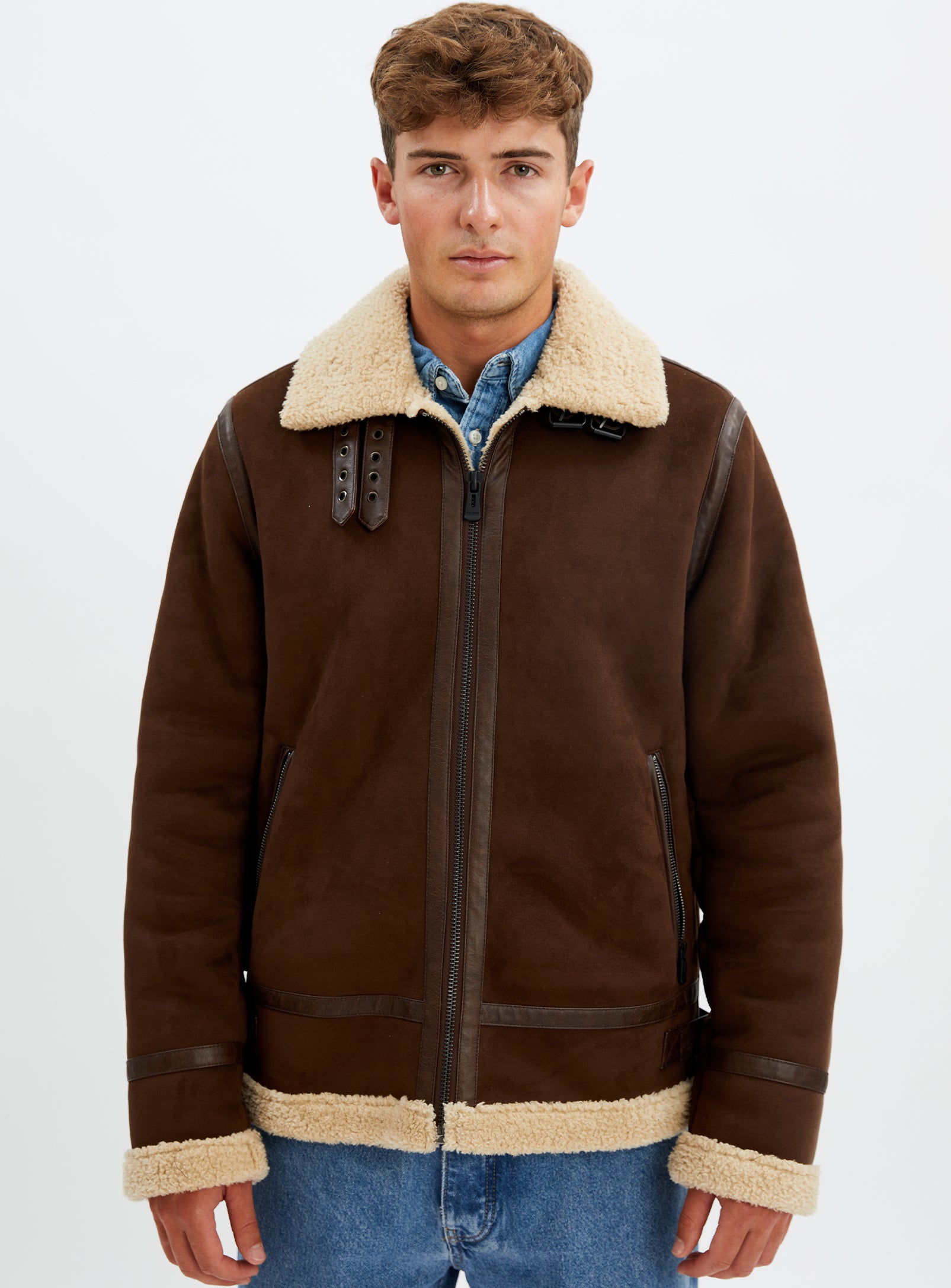 BRADLEY | Aviator vegan shearling jacket