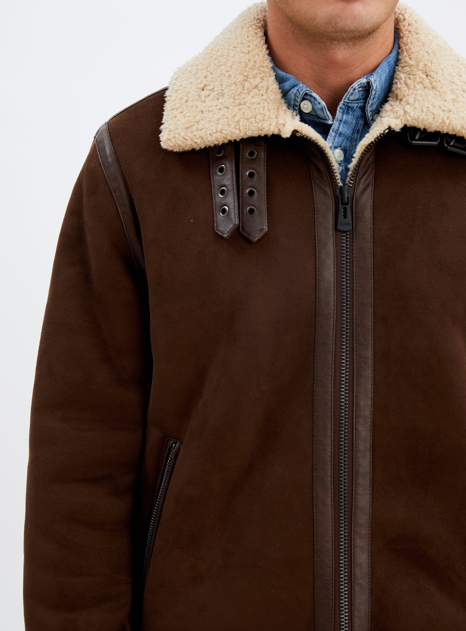 BRADLEY | Aviator vegan shearling jacket