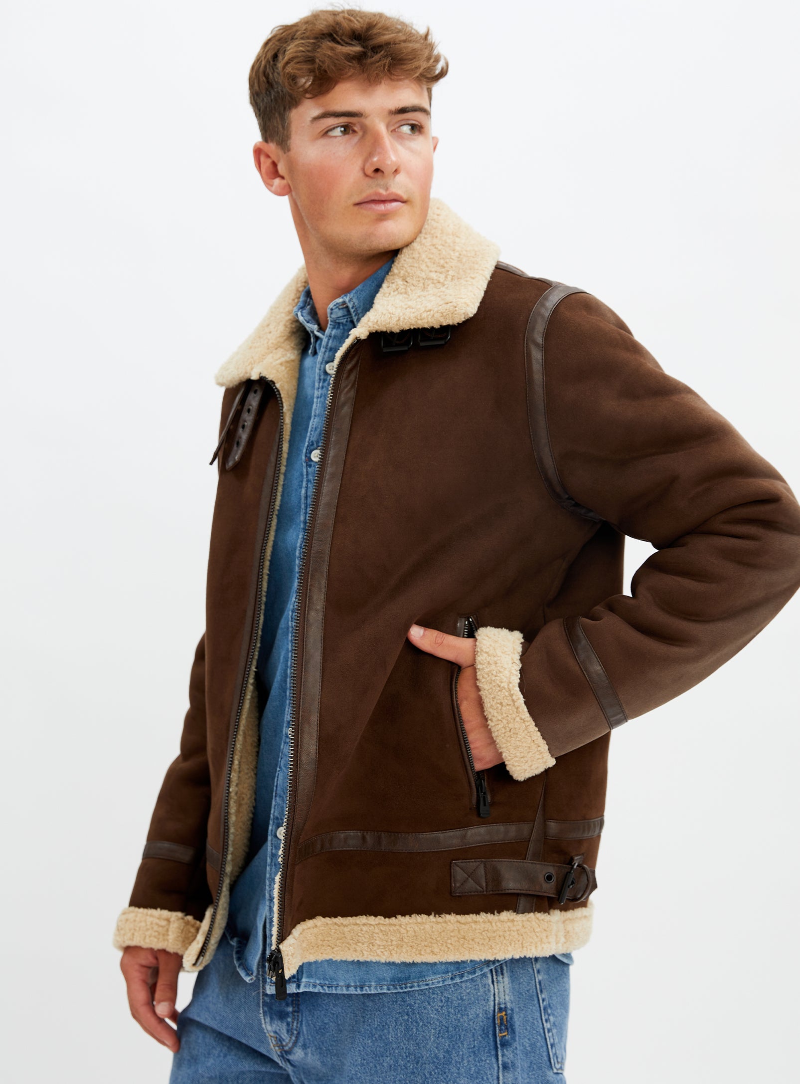 BRADLEY | Aviator vegan shearling jacket