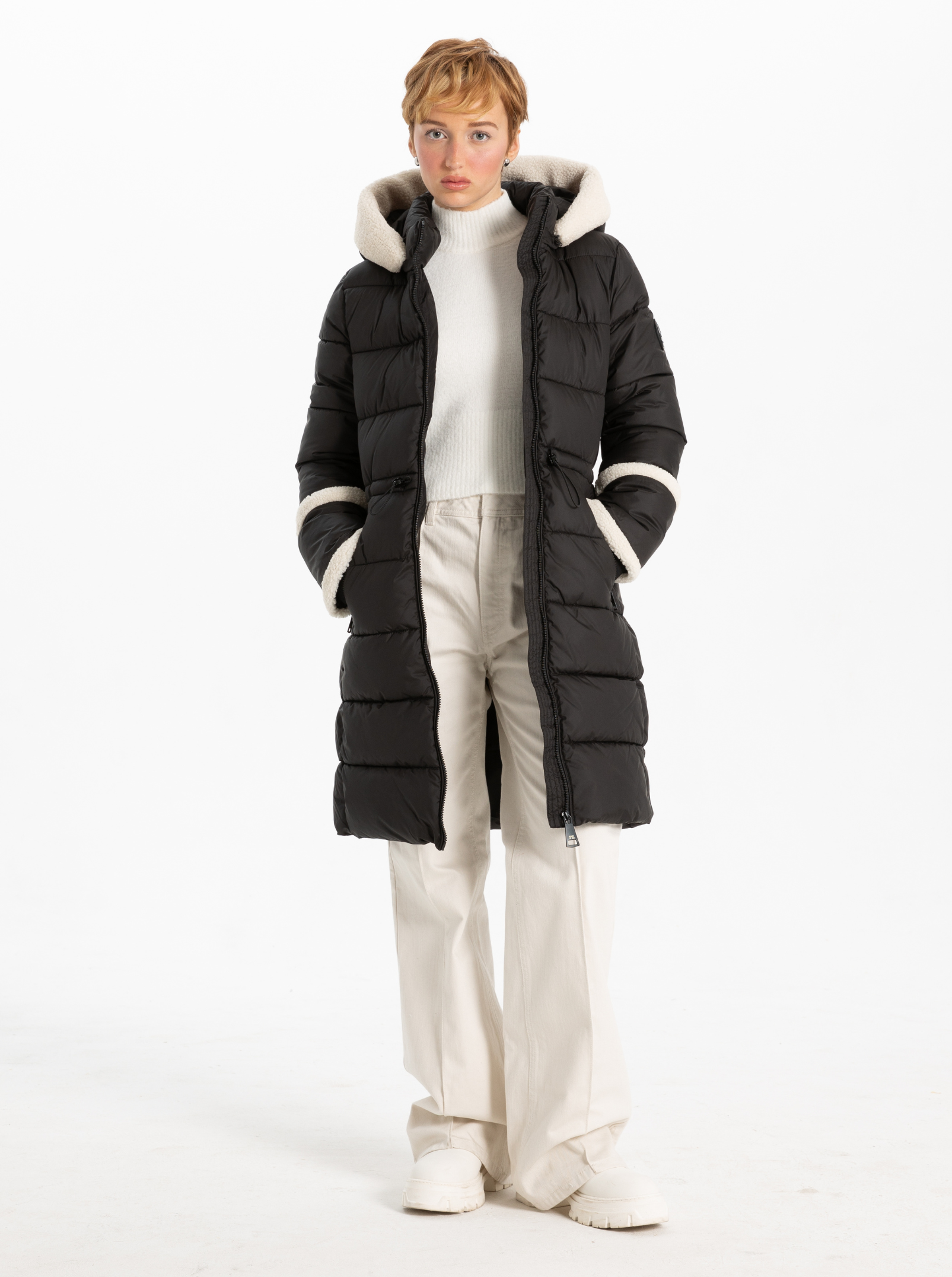 OKSANNA |Long parka with sherpa accents