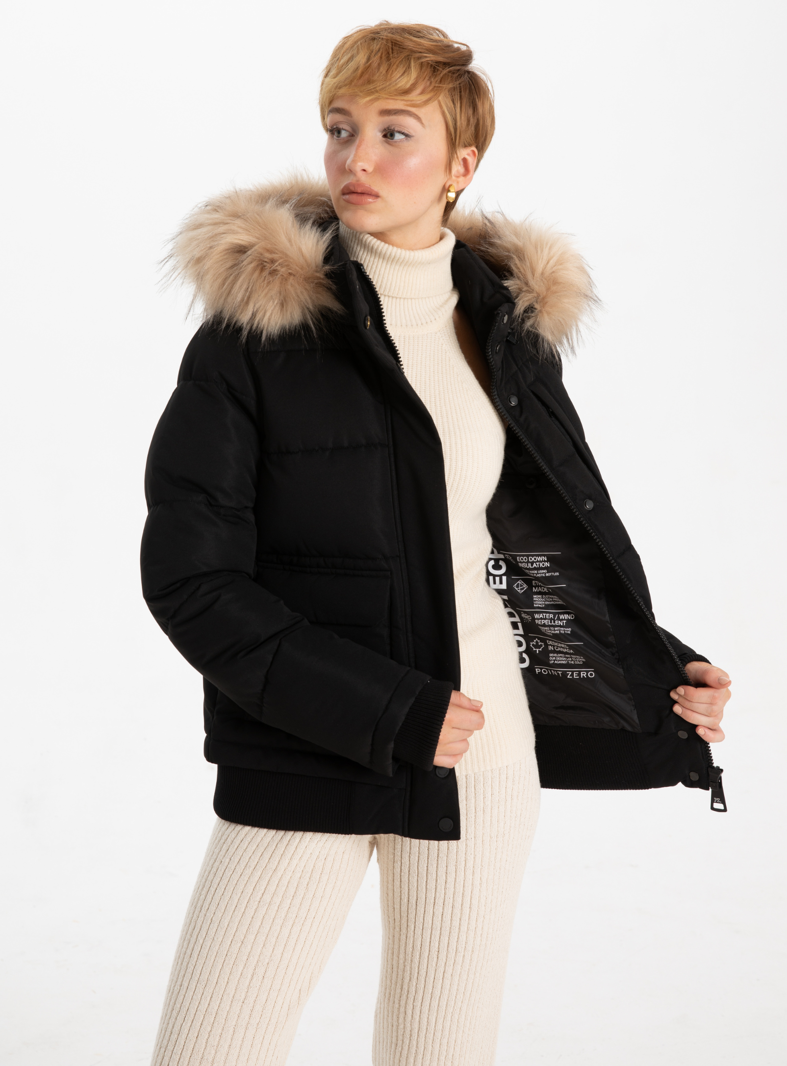 OVALIA | Removable Hood &Fur Bomber