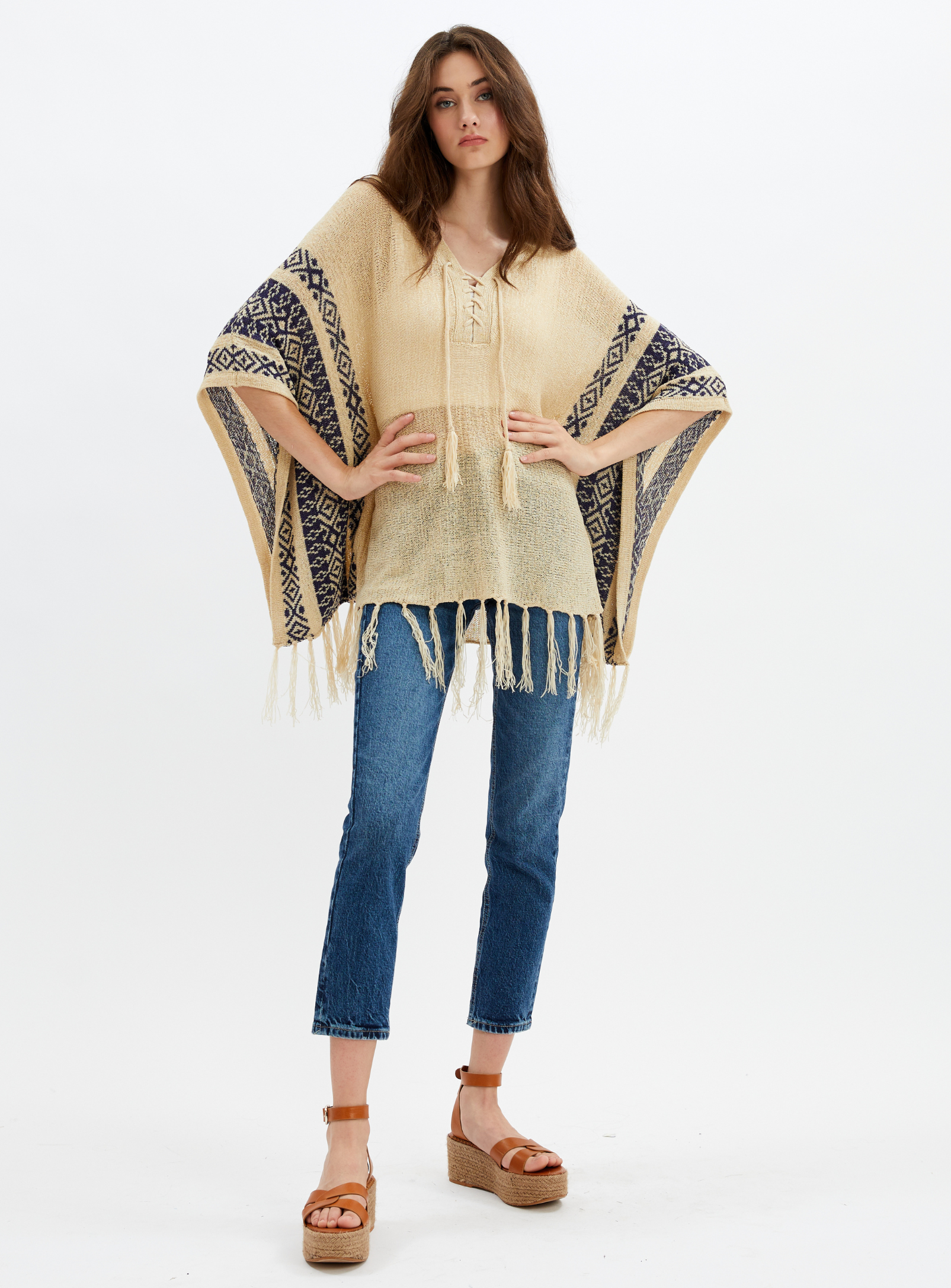 ARIA | Lace-up Poncho Shirt