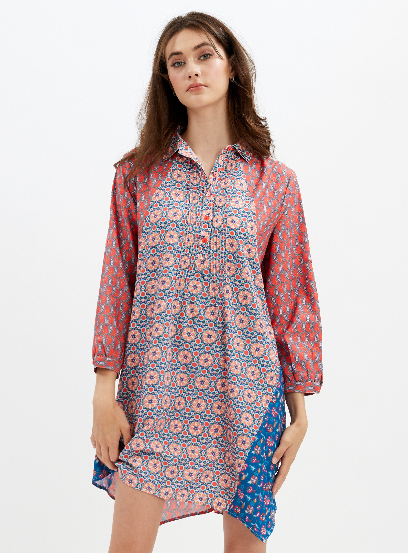 ROSEMARY| Buttoned Patterned Dress