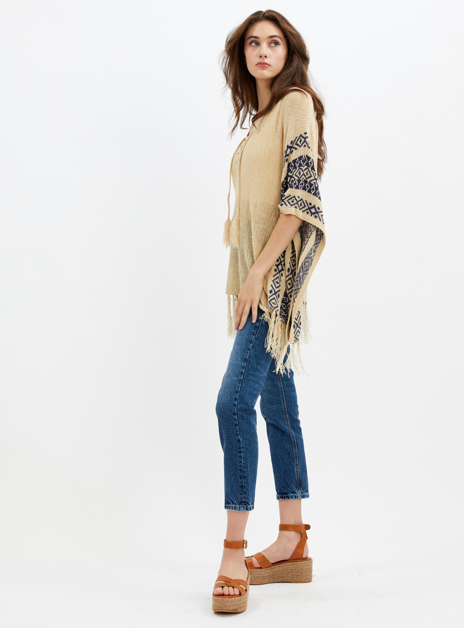 ARIA | Lace-up Poncho Shirt