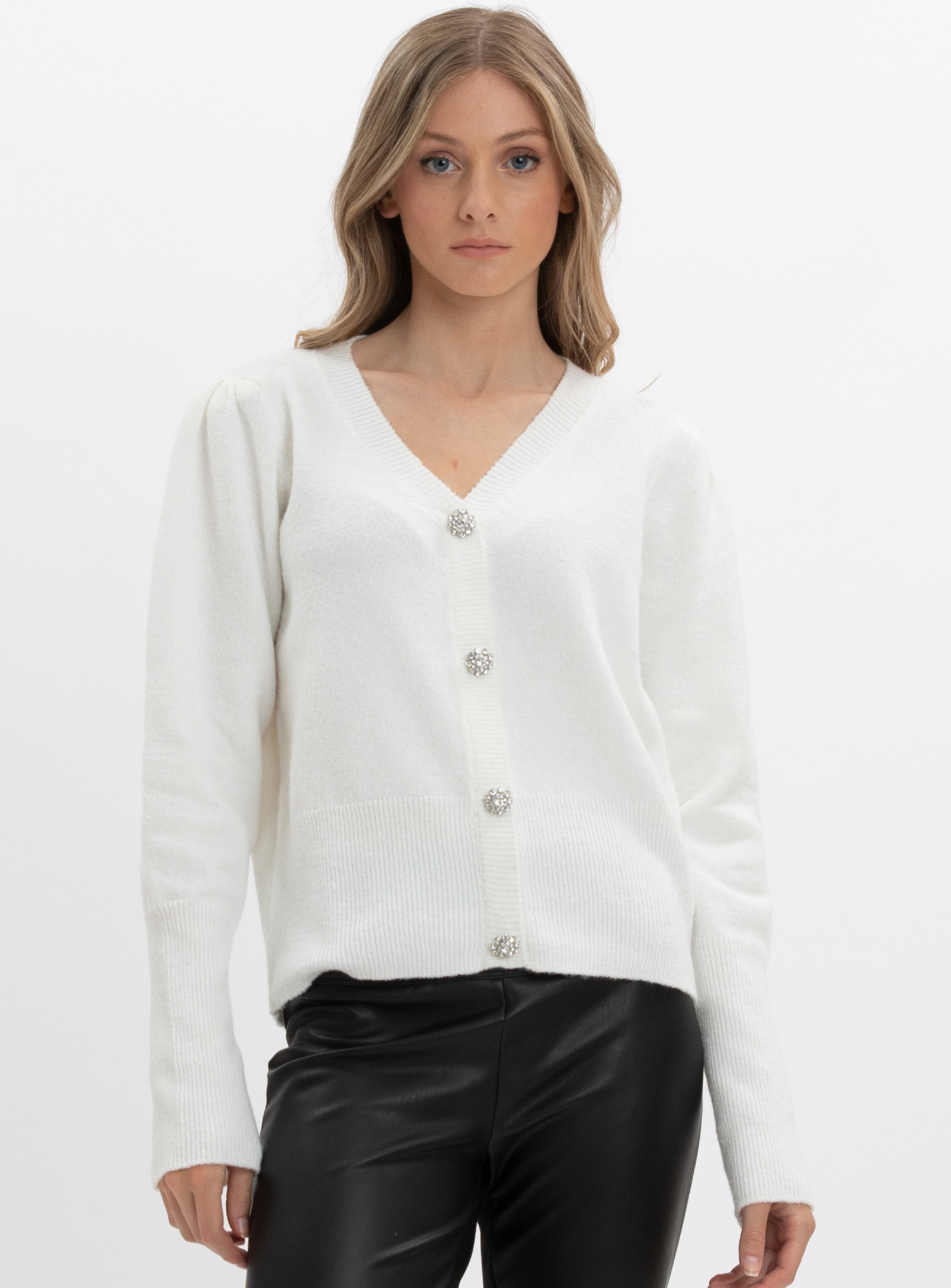 CHARLOTTE | V-neck cardigan with jewels buttons