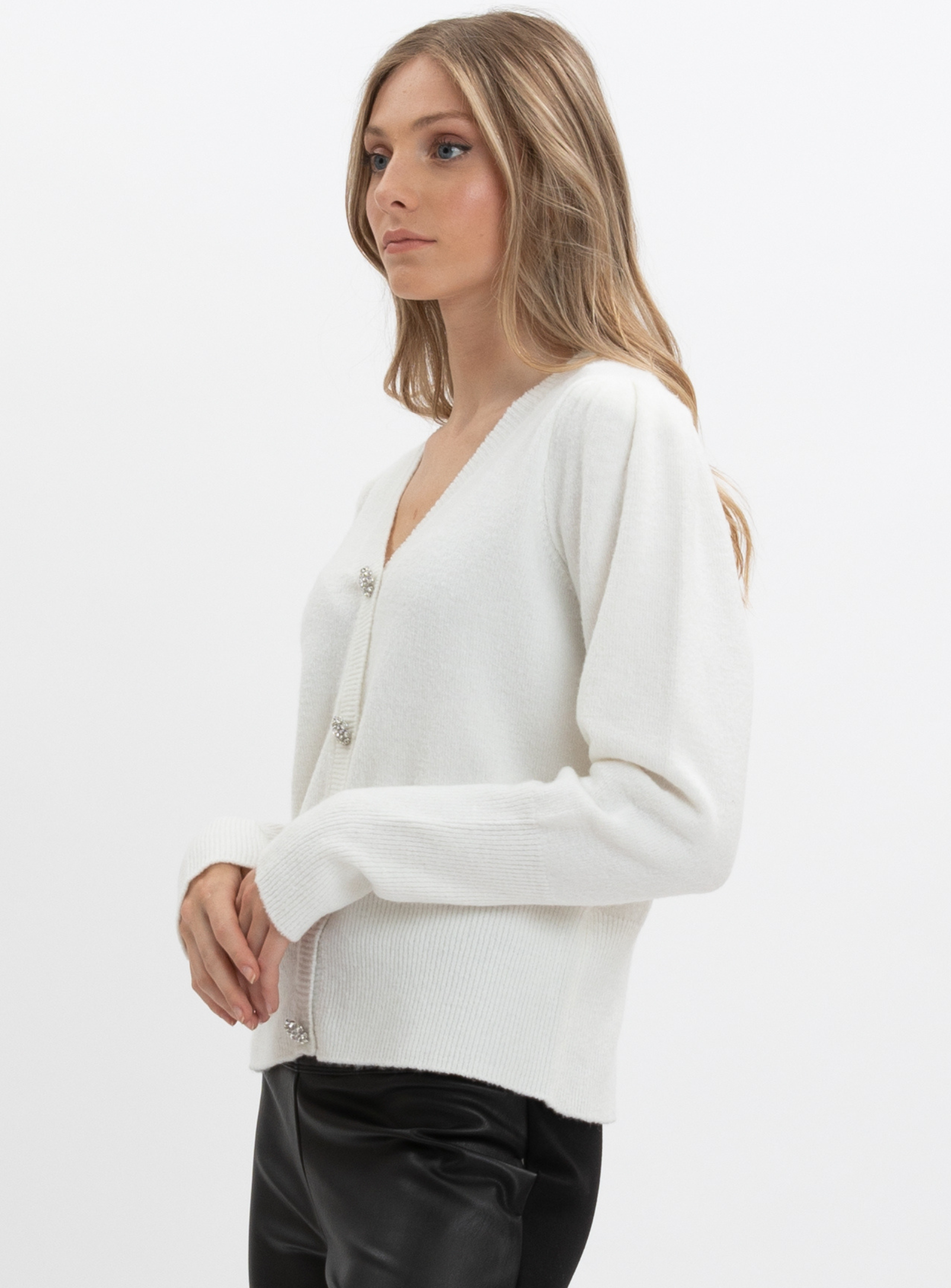 CHARLOTTE | V-neck cardigan with jewels buttons