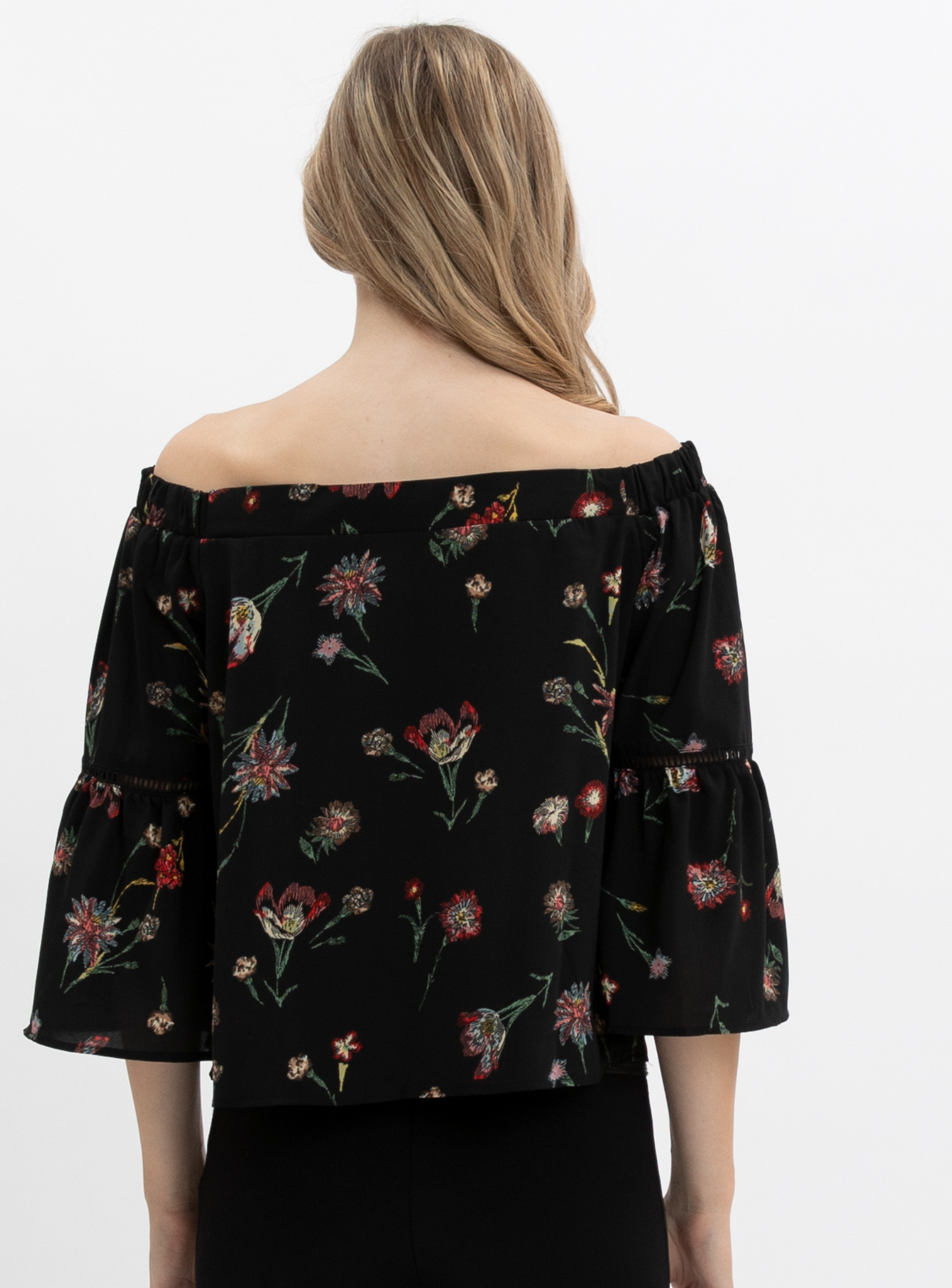 RU | Off shoulder floral blouse