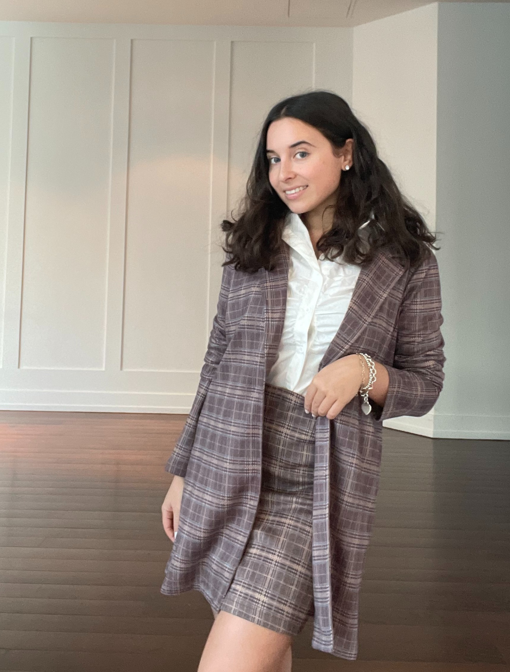 NATALIA | Suede Plaid Cardigan Blazer