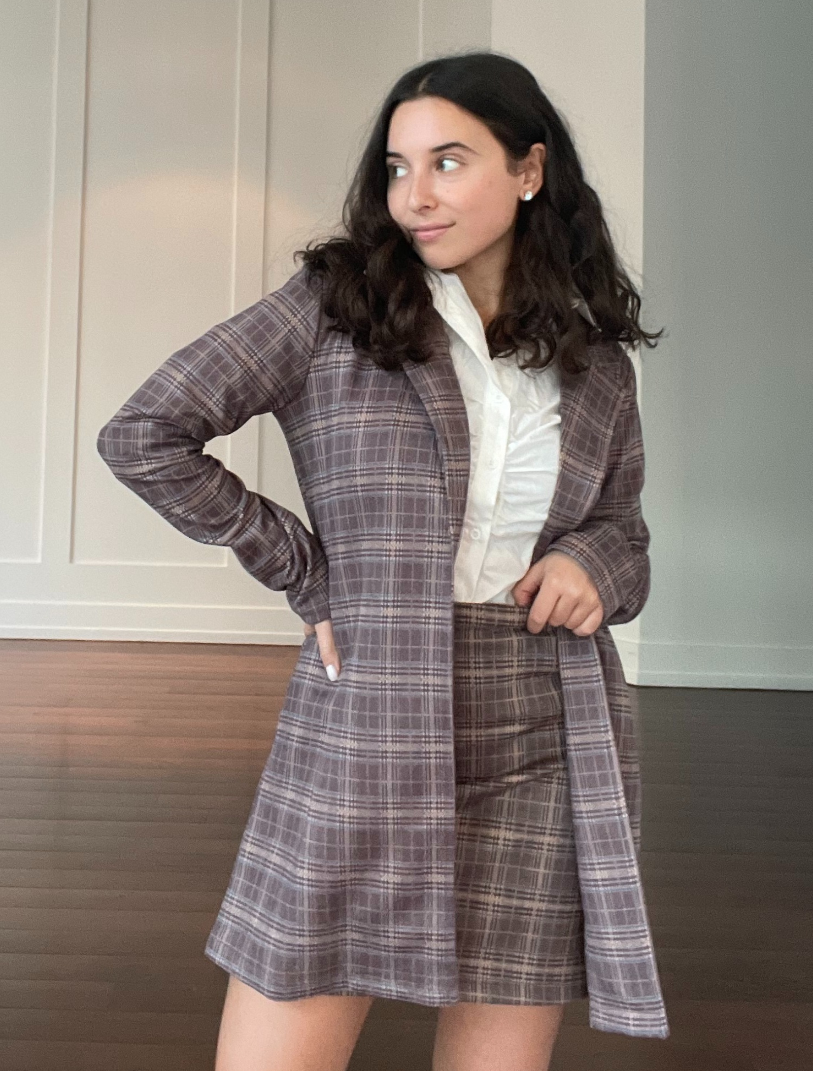 NATALIA | Suede Plaid Cardigan Blazer