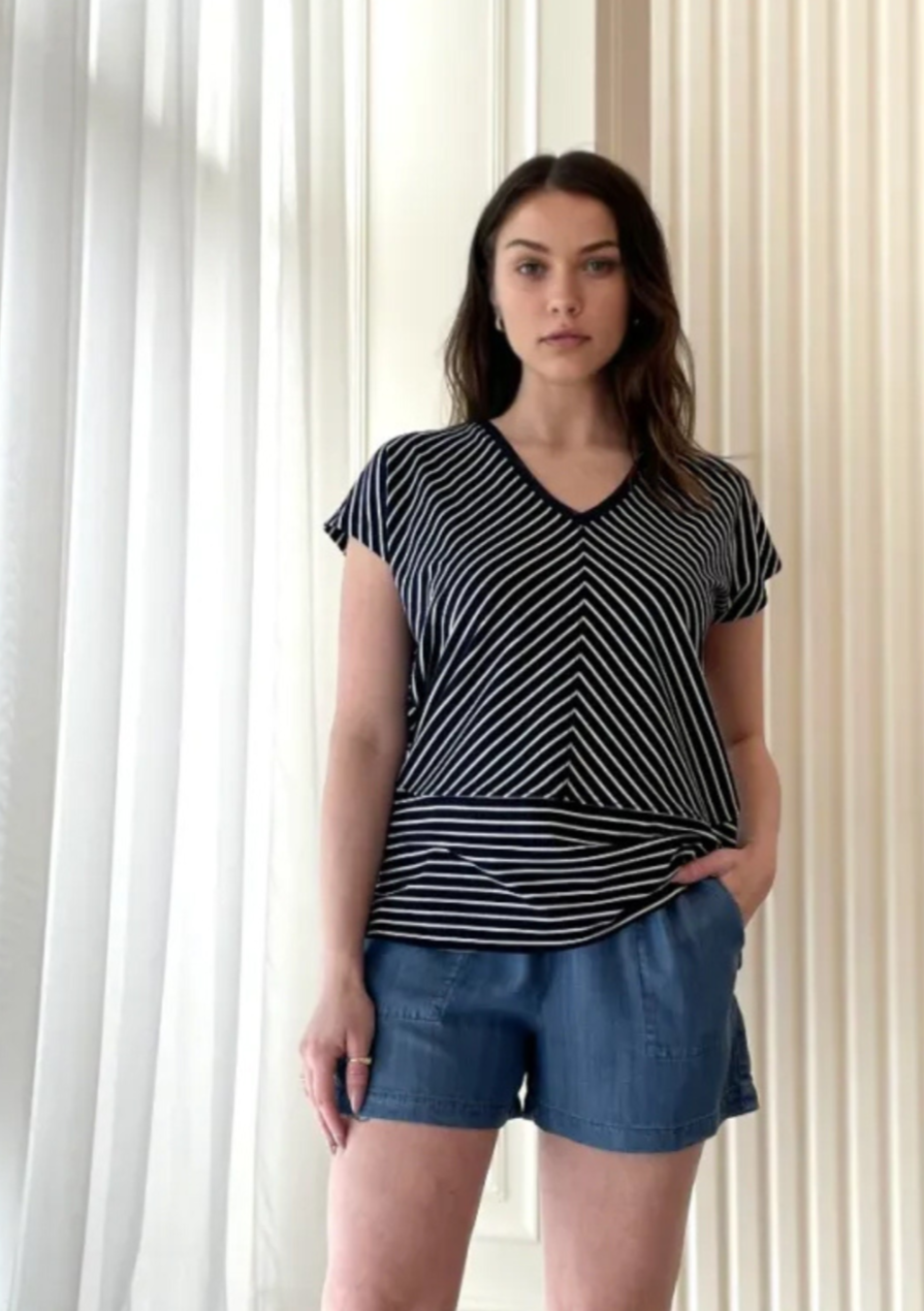 AMINA | Striped v-neck top