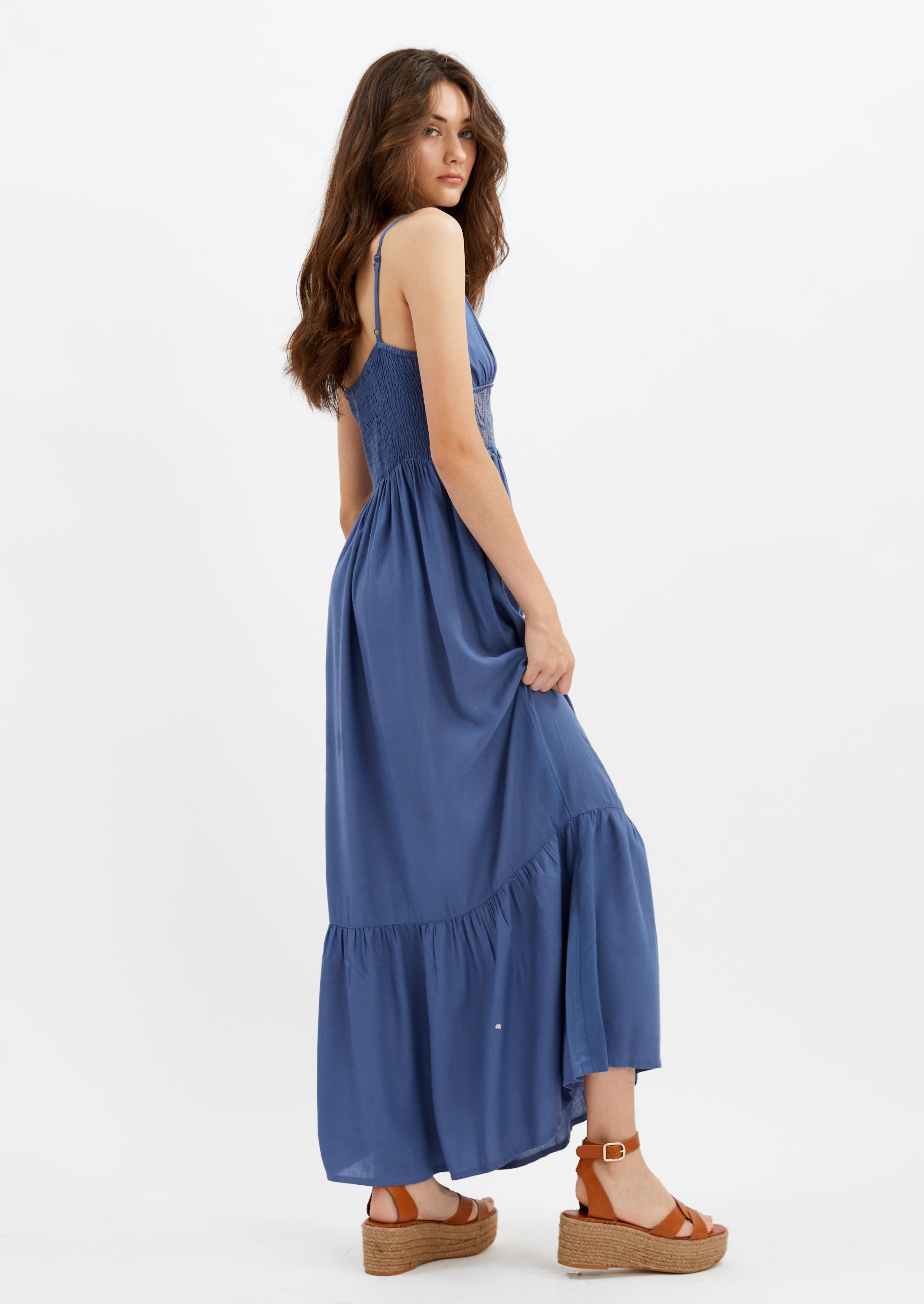 LEA| Spaghetti Strap Maxi Dress with Lace Inserts