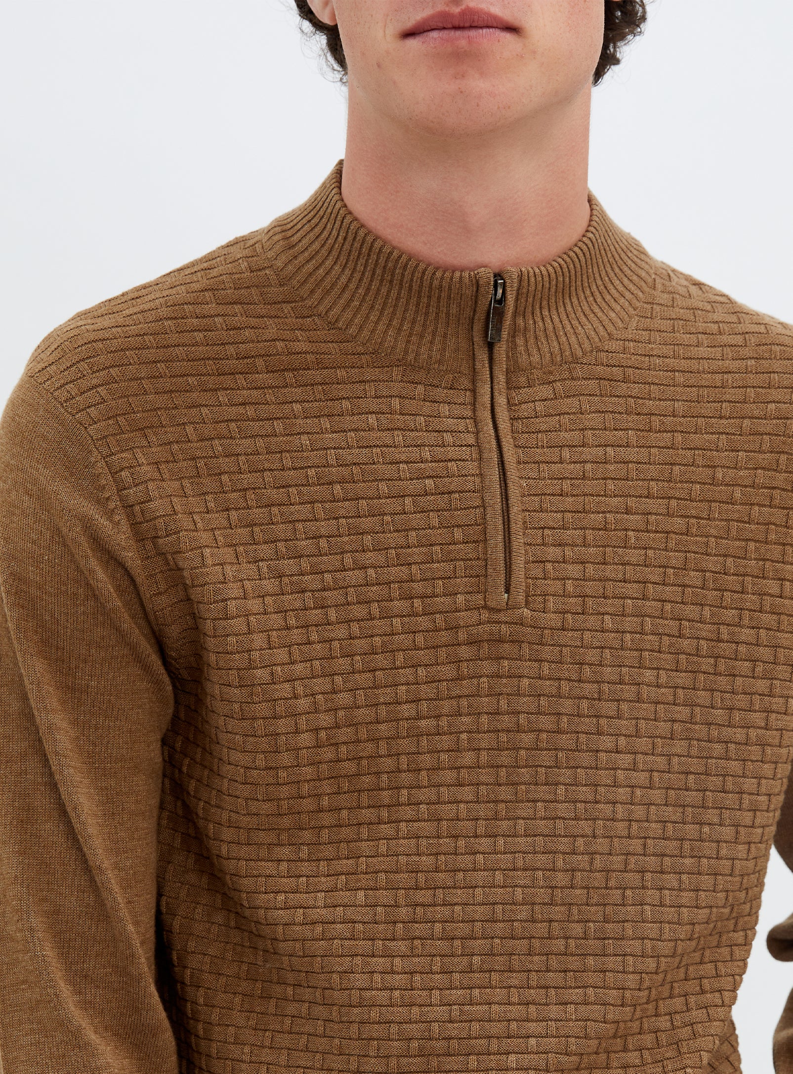 Nolan | cotton mock neck fine gauge sweater