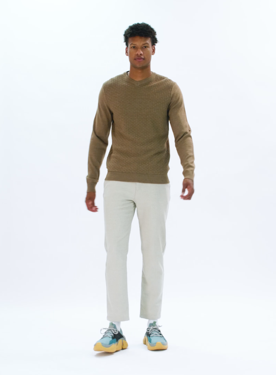 STEN | Cotton v neck fine gauge sweater